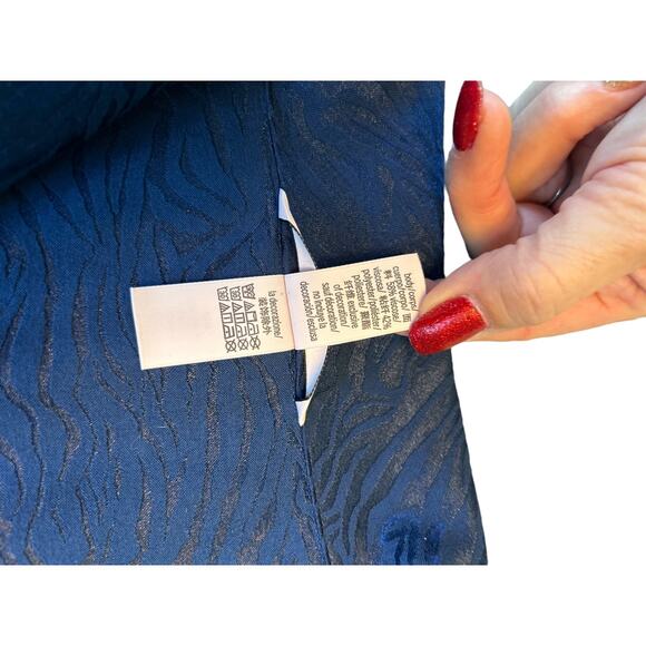 NWOT Amazing Victoria’s Secret Blue Black Satin Embossed Lounge Jumpsuit  Large - Picture 15 of 16